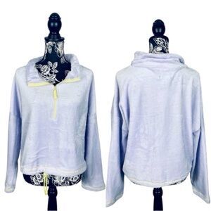 NWT Love + Joy by FCT pastel purple fuzzy crop quarter zip pullover size large